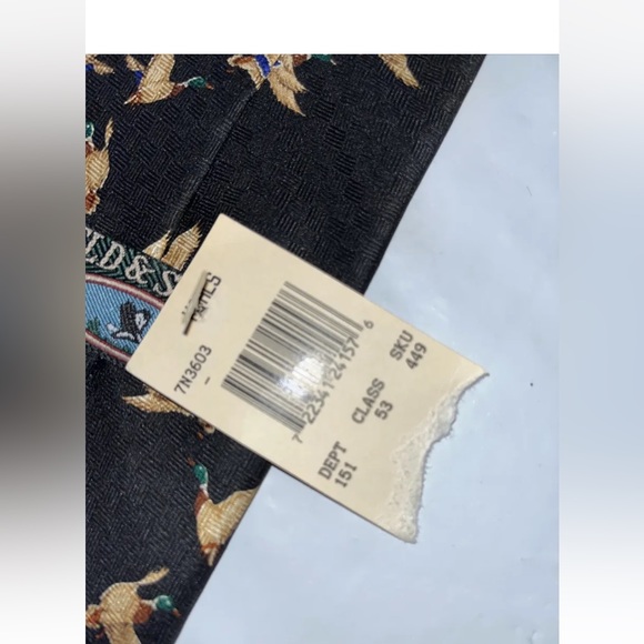 Vintage DUCK Lab retriever DOG HUNTING neck tie NEW Black SILK USA made DAD OS - Picture 4 of 12